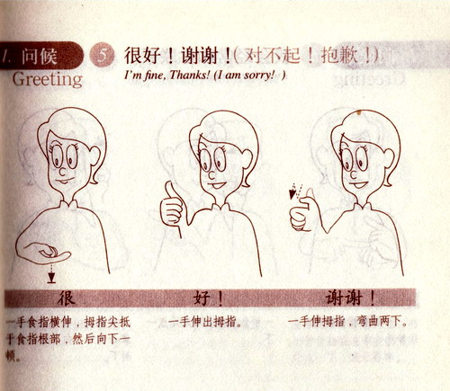 很好！谢谢！对不起！抱歉！